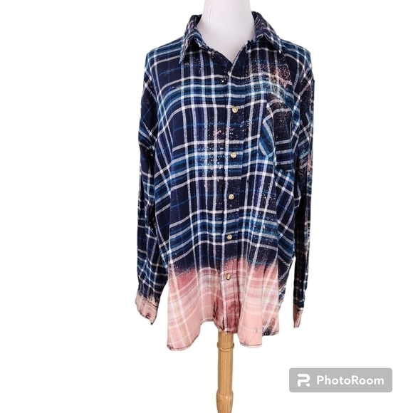 NWT N/V Vintage Distressed Flannel Shirt - Picture 1 of 5